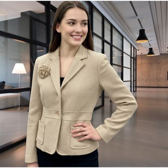 Old Navy Jackets & Blazers - Old Navy Jacket Womans SMALL Khaki Wool Blend Blazer Pockets Lined Office Church